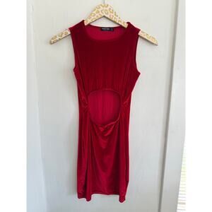 Nasty Gal Red Velour Bodycon Dress | Size 2
